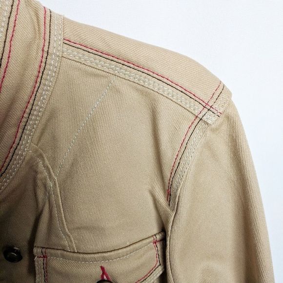 Motto Military Style Khaki Jacket Red Trim Sz M - Picture 4 of 8